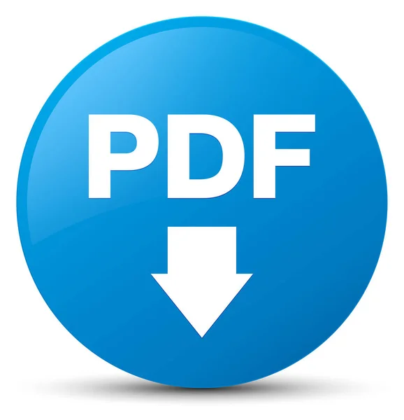 PDF scaricare icona ciano blu pulsante rotondo — Foto Stock