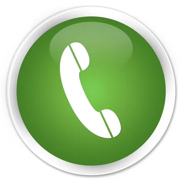 Telefon kutsal kişilerin resmi sigorta primi yumuşak yeşil yuvarlak düğme — Stok fotoğraf