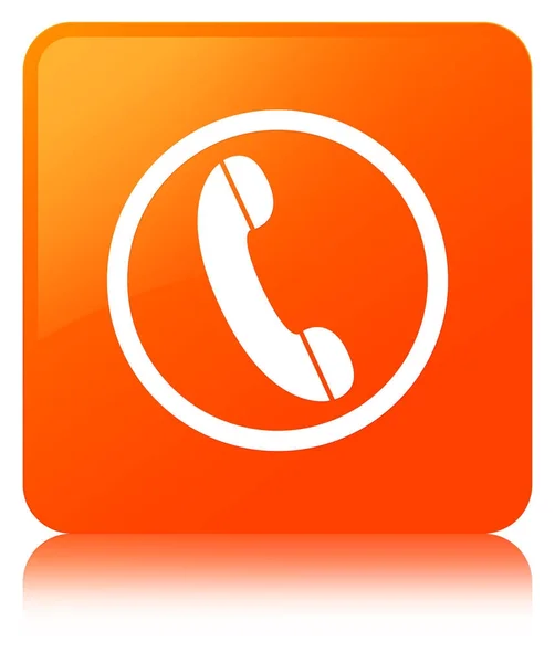 Telefon simgesi turuncu kare düğme — Stok fotoğraf