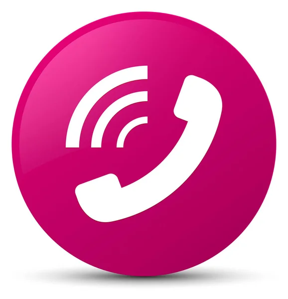 Telefon vyzváněcí ikonu růžové kulaté tlačítko — Stock fotografie