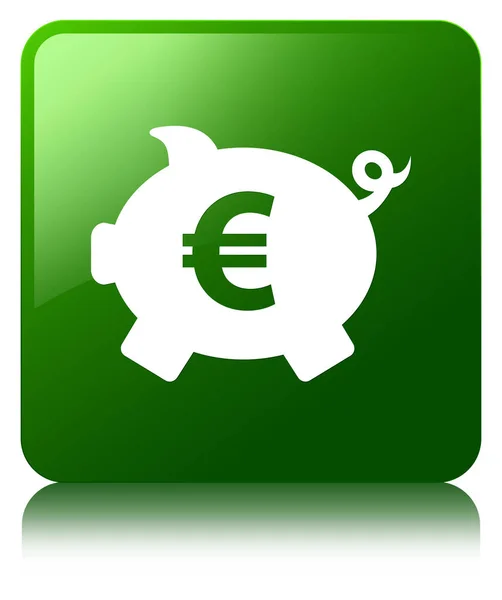 Piggy bank euro jel ikon zöld négyzet gomb — Stock Fotó