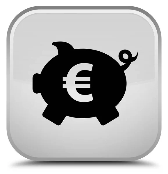 Piggy bank euro sign icon special white square button — Stock Photo, Image