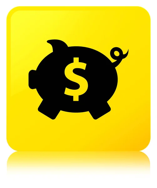 Piggy banco dólar signo icono amarillo botón cuadrado —  Fotos de Stock