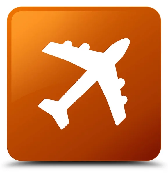 Flugzeug Symbol brauner quadratischer Knopf — Stockfoto