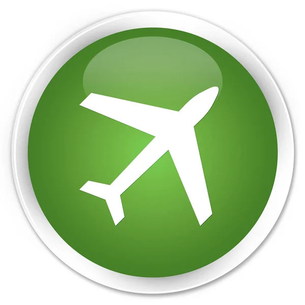 Plane icon premium soft green round button — Stock Photo, Image