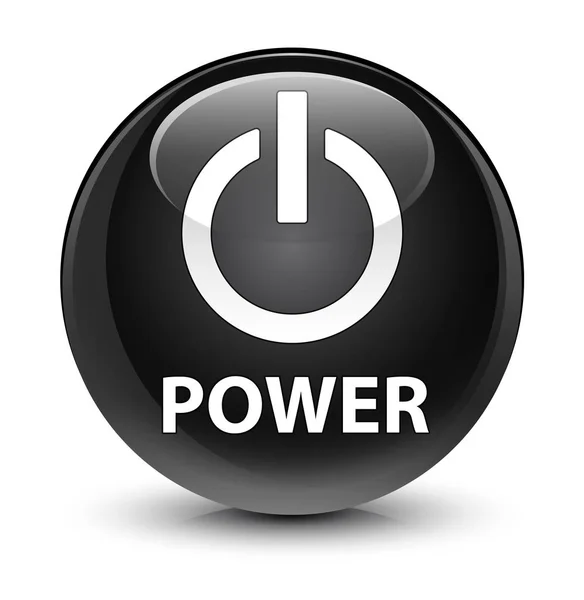Power glasig schwarzer runder Knopf — Stockfoto