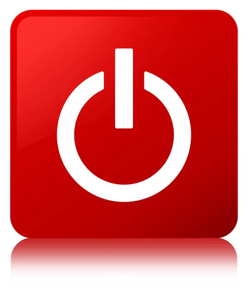 Ícone de energia botão quadrado vermelho — Fotografia de Stock