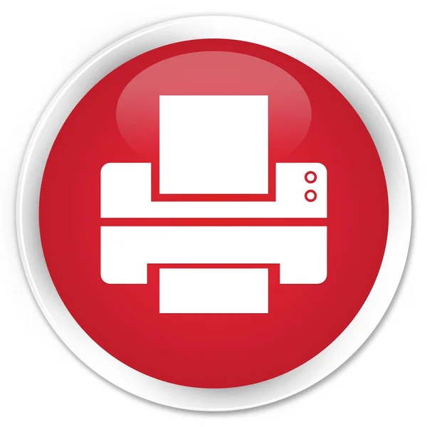 Ícone da impressora botão redondo vermelho premium — Fotografia de Stock