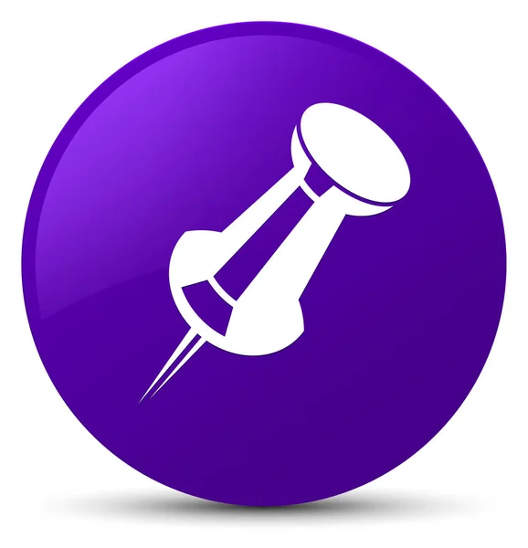 押しピン アイコン ボタン ラウンド紫 — ストック写真
