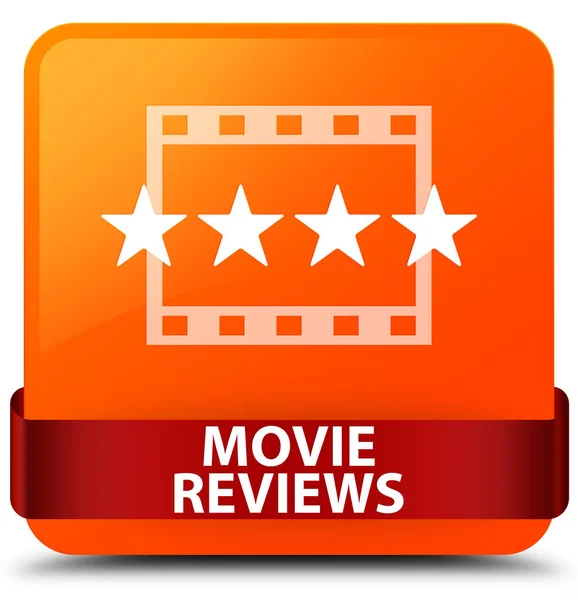 Película críticas de cine naranja botón cuadrado rojo cinta en el centro Fotos de stock