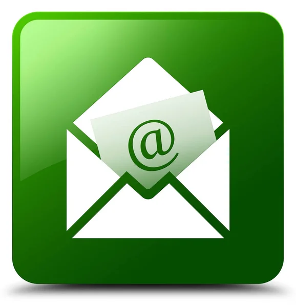 Bülten e-posta simgesi yeşil kare düğme — Stok fotoğraf