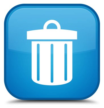 Geri dönüşüm kutusu simgesini özel camgöbeği mavi kare düğme