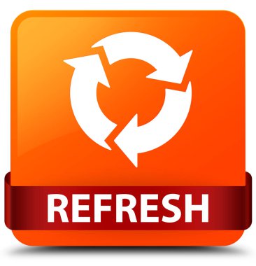 Turuncu kare düğme kırmızı kurdele orta Yenile