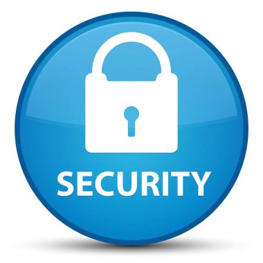 Güvenlik (asma kilit simgesi) özel camgöbeği mavi yuvarlak düğmesi