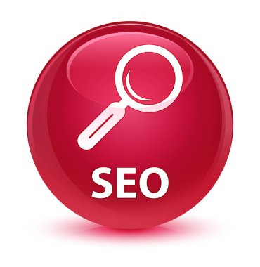 SEO camsı pembe yuvarlak düğmesi