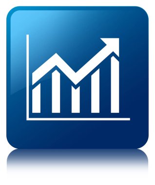 İstatistik simgesi mavi kare düğme