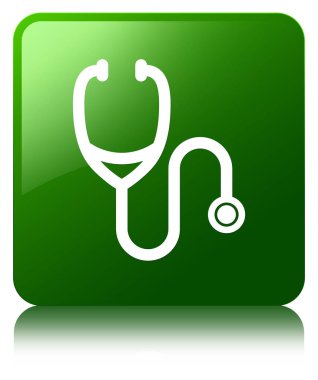 Stetoskop simgesi yeşil kare düğme