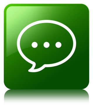 Konuşma balonu simgesi yeşil kare düğme