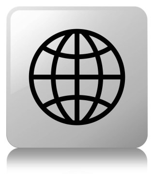 Dünya simgesi Beyaz kare düğme