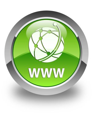 Www (küresel ağ simgesini) parlak yeşil yuvarlak düğmesi