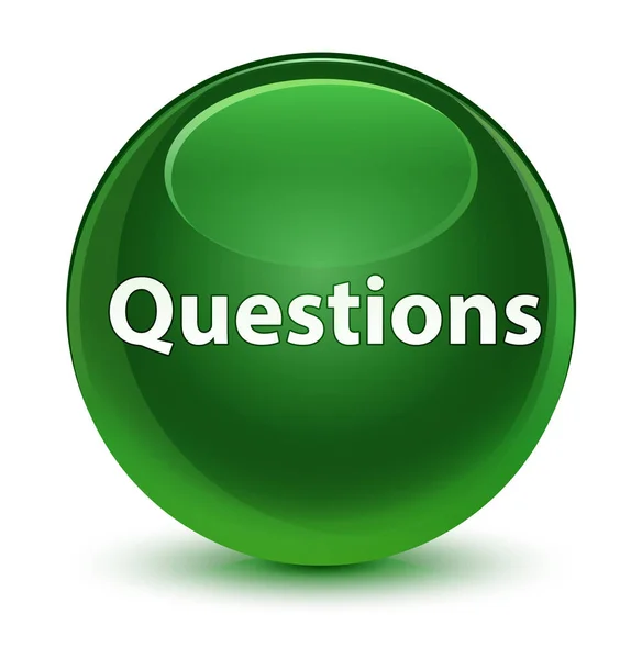 Вопросы Glassy soft green round button — стоковое фото