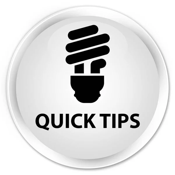 Schnelle Tipps (Glühbirnen-Symbol) Premium-weißer runder Knopf — Stockfoto