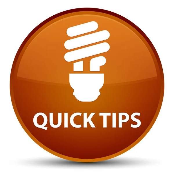 Quick tips (bulb icon) special brown round button — Stock Photo, Image