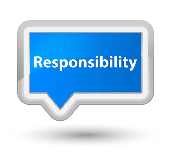 Responsabilidade principal ciano azul banner botão — Fotografia de Stock