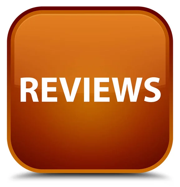 Reviews special brown square button — Stock Photo, Image