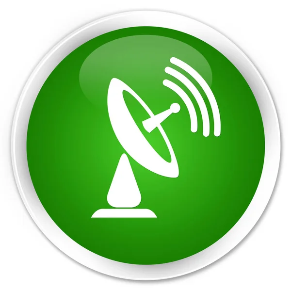 Ícone de antena parabólica botão redondo verde prémio — Fotografia de Stock