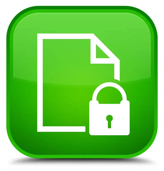 安全文档图标特殊绿色方形按钮 — 图库照片