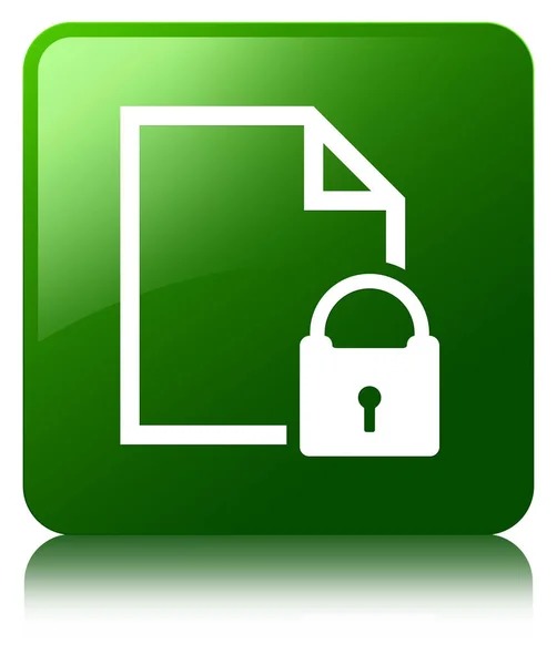 Secure document icon green square button — Stock Photo, Image