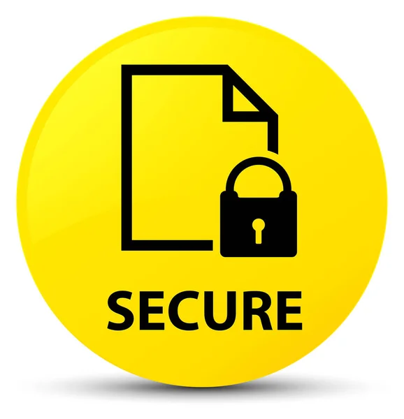 Seguro (icono del candado de la página del documento) botón redondo amarillo —  Fotos de Stock