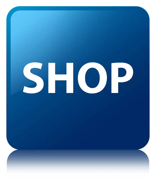Shop blauer quadratischer Knopf — Stockfoto