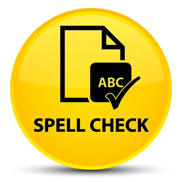 Spell check document special yellow round button — Stock Photo, Image