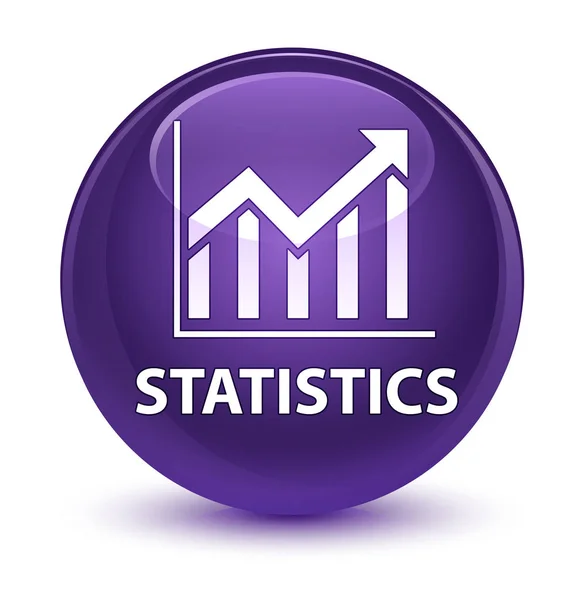 Estadísticas botón redondo púrpura vidrioso —  Fotos de Stock