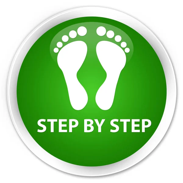 Stap voor stap (voetafdruk pictogram) premie groene ronde knop — Stockfoto