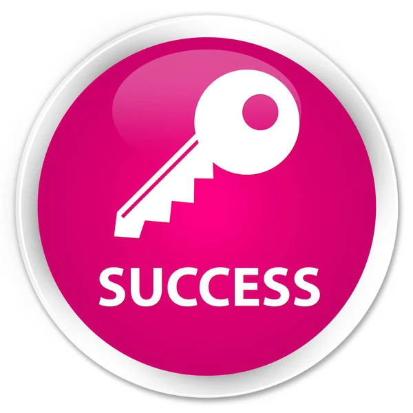成功 (鍵のアイコン) プレミアム ピンク ラウンド ボタン — ストック写真