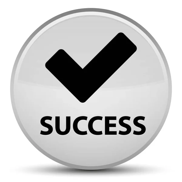 Успіх (правильна піктограма) спеціальна біла кнопка — стокове фото