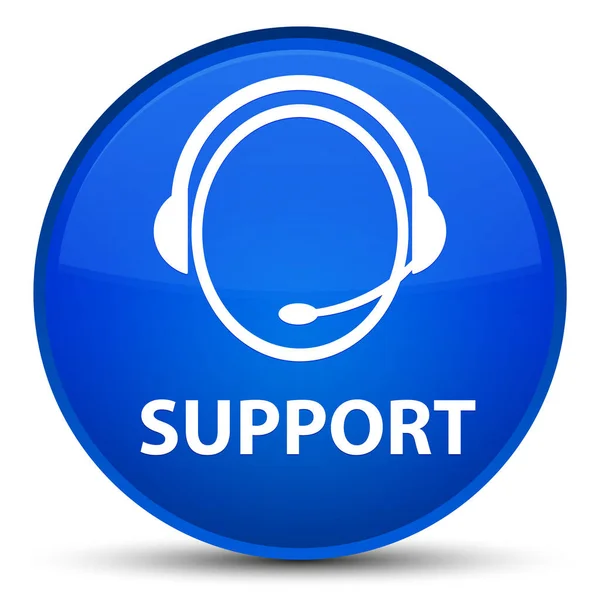 Suporte (ícone de atendimento ao cliente) botão redondo azul especial — Fotografia de Stock