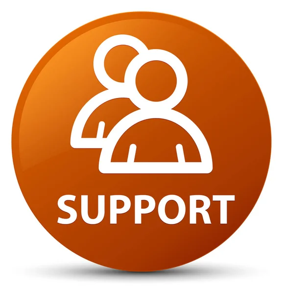 Support (group icon) brown round button — Stock Photo, Image
