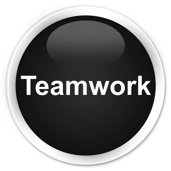 Teamwork premium black round button — Stock Photo, Image