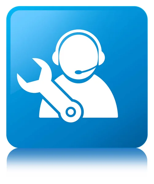 Tech support icon cyan blue square button — Stock Photo, Image