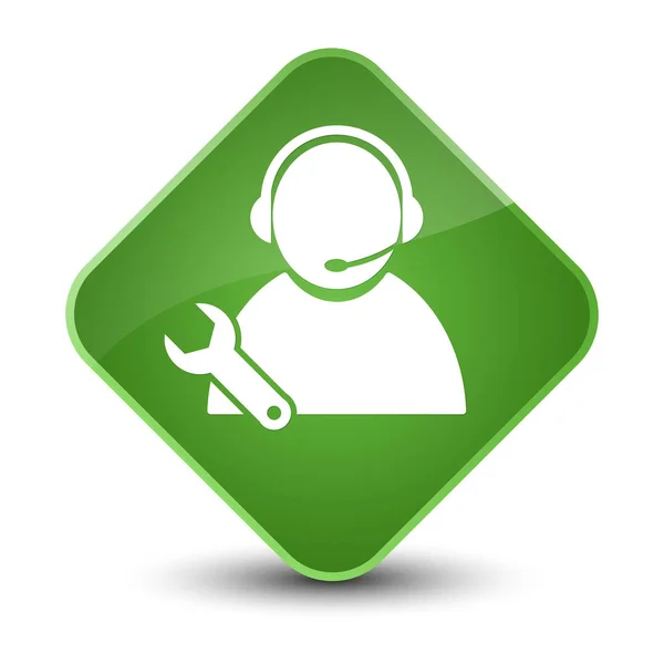 Tech support icon elegant soft green diamond button — Stock Photo, Image