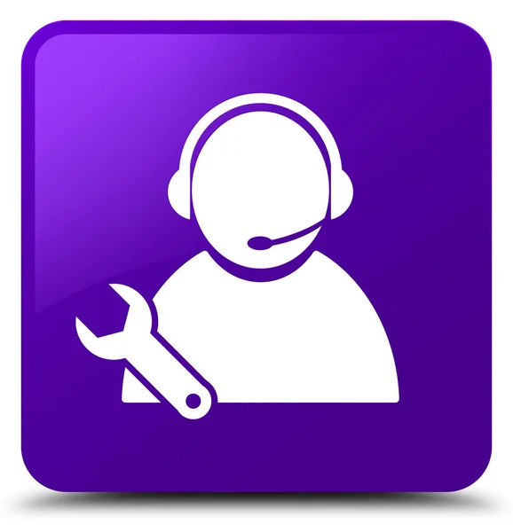 Tech support icon purple square button — Stock Photo, Image