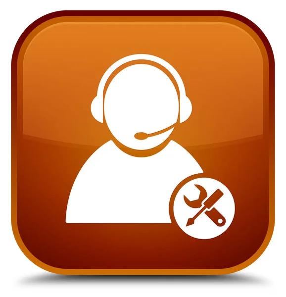 Tech support icon special brown square button — Stock Photo, Image