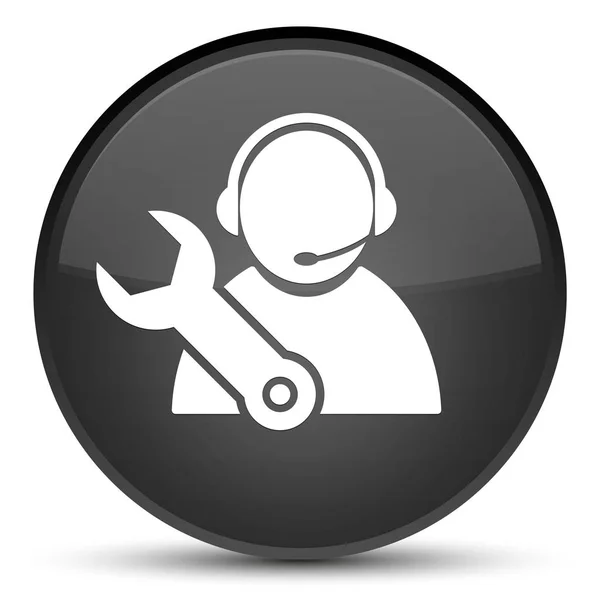 Tech support icon special black round button — Stock Photo, Image