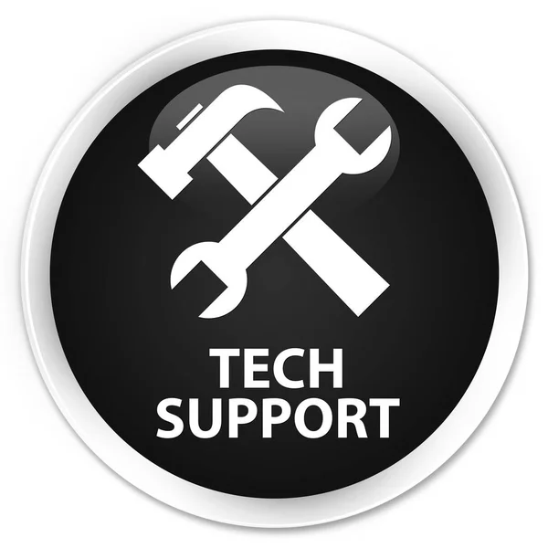 Suporte técnico (ícone de ferramentas) botão redondo preto premium — Fotografia de Stock