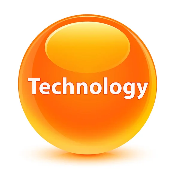 Технологія скляно-помаранчева кругла кнопка — стокове фото