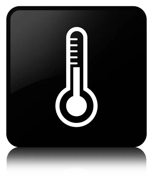 Κουμπί τετράγωνο εικονίδιο μαύρο θερμόμετρο — Φωτογραφία Αρχείου